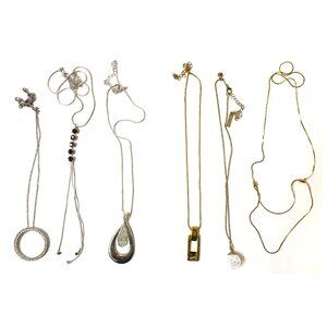 Assorted Fashion Jewellery 3 Silver and 3 Gold Tone Necklaces
